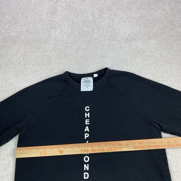 Cheap Monday Stockholm Pullover Men Size Large Black Long Sleeve Logo Crew - Picture 13 of 15